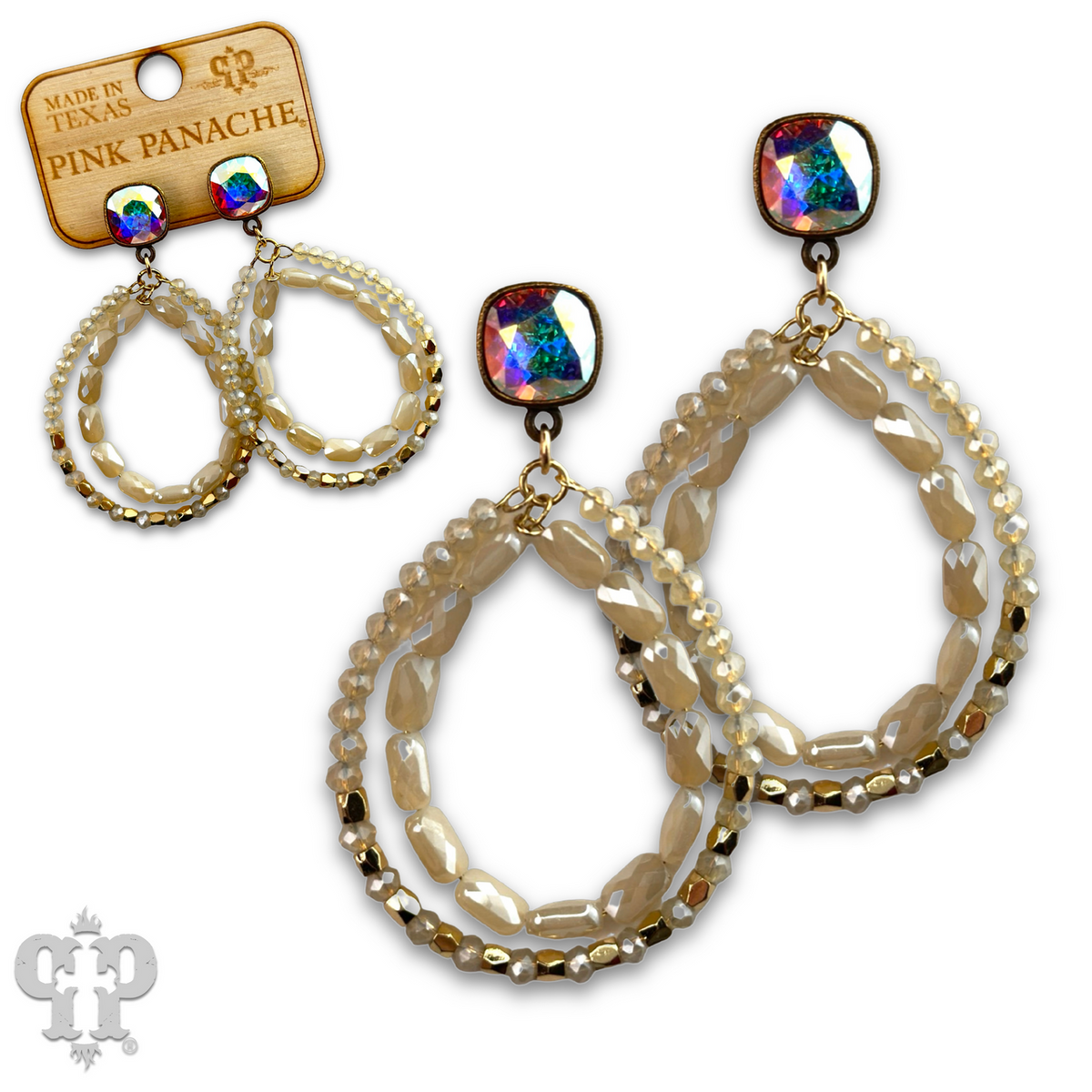 Double faceted bead teardrop earring with crystals from Swarovski®