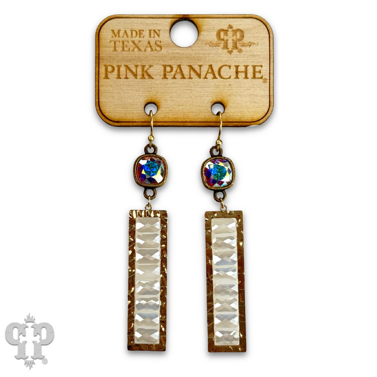 Faceted bead rectangle earring with crystals from Swarovski®