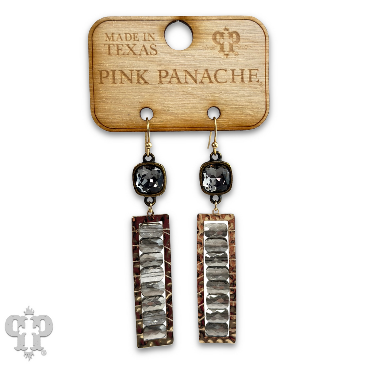 Faceted bead rectangle earring with crystals from Swarovski®