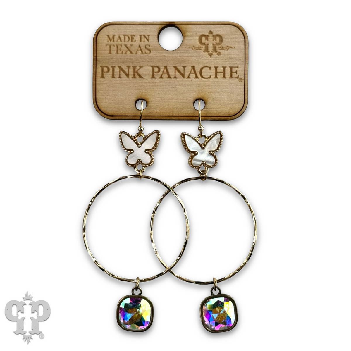 Butterfly charm circle earring with crystals from Swarovski®