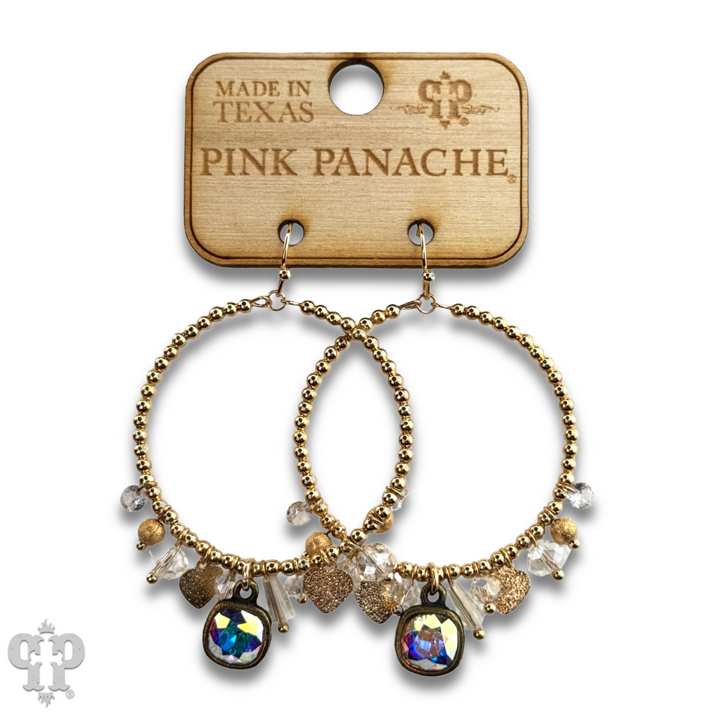 Heart and variety bead charm earring with crystals from Swarovski®