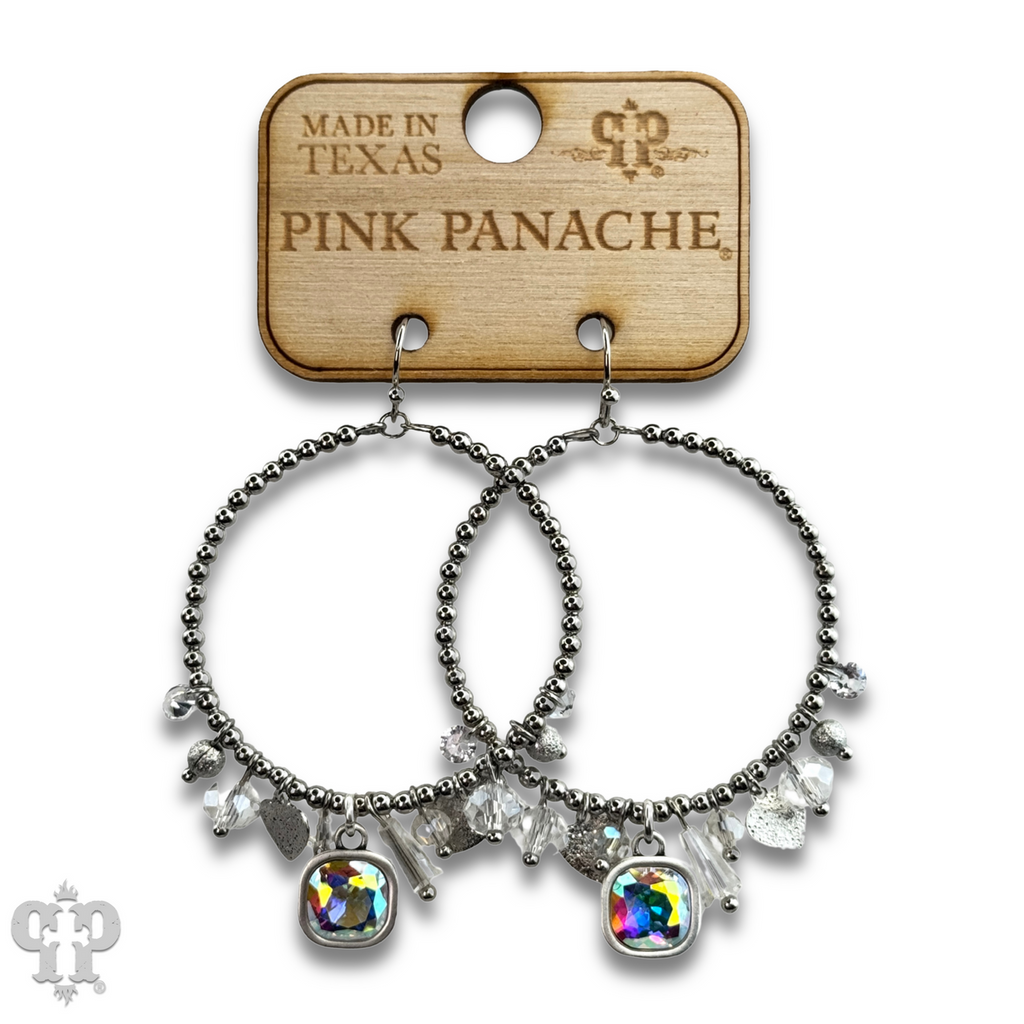 Heart and variety bead charm earring with crystals from Swarovski®