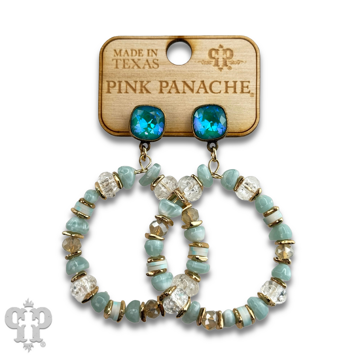 Beaded circle earring with crystals from Swarovski®