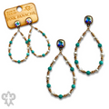 Turquoise and gold teardrop earring with crystals from Swarovski®