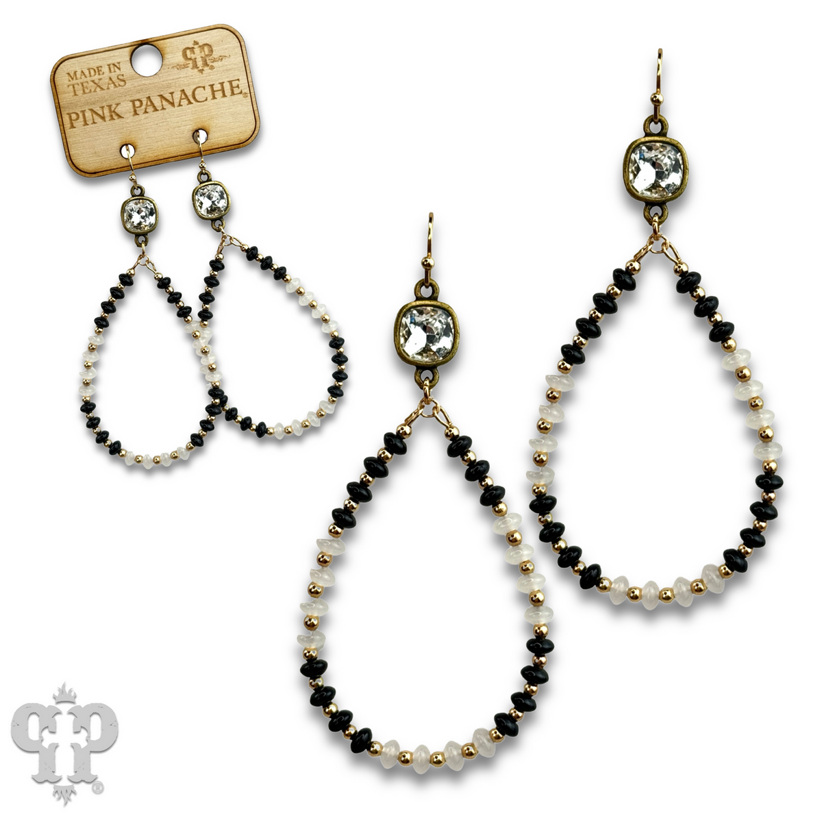 Mixed color saucer bead teardrop earring with crystals from Swarovski®