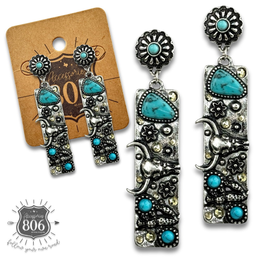 Western rectangle drop earring