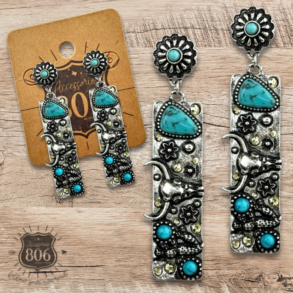 Western rectangle drop earring
