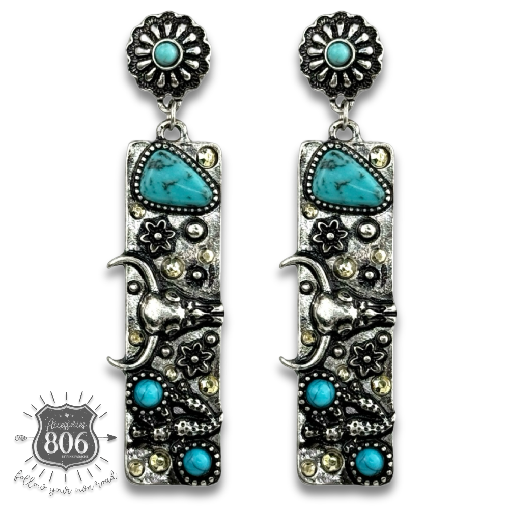 Western rectangle drop earring