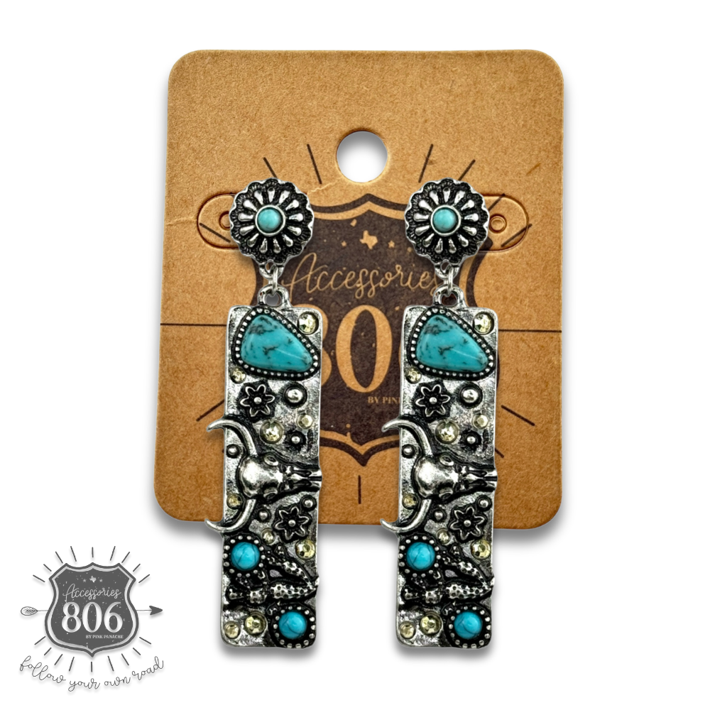 Western rectangle drop earring