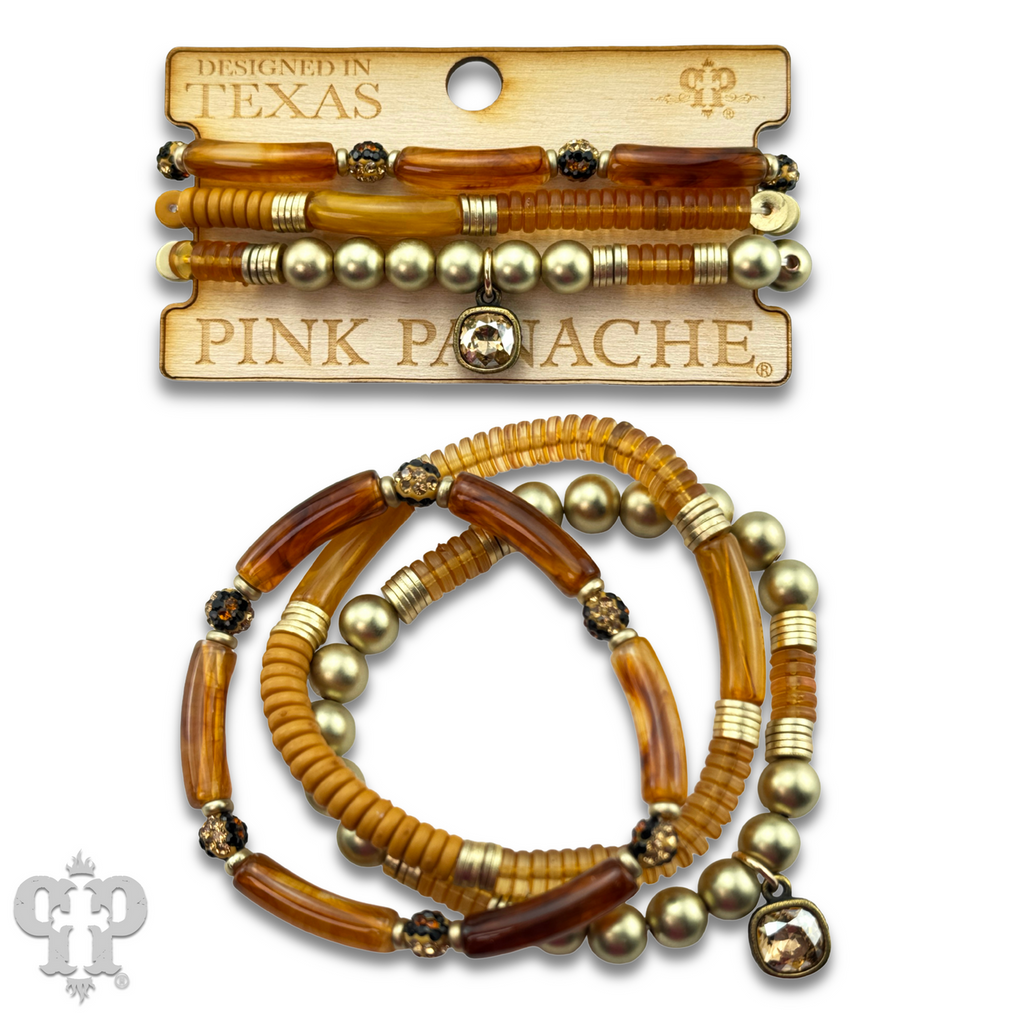 Golden brown bead bracelet set with crystals from Swarovski®- LC