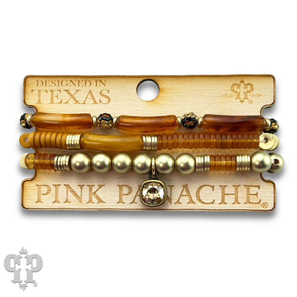 Golden brown bead bracelet set with crystals from Swarovski®- LC