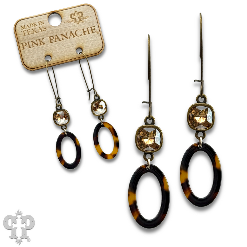Tortoise oval earring with crystals from Swarovski®- LC