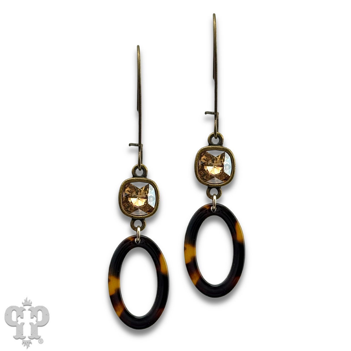 Tortoise oval earring with crystals from Swarovski®- LC