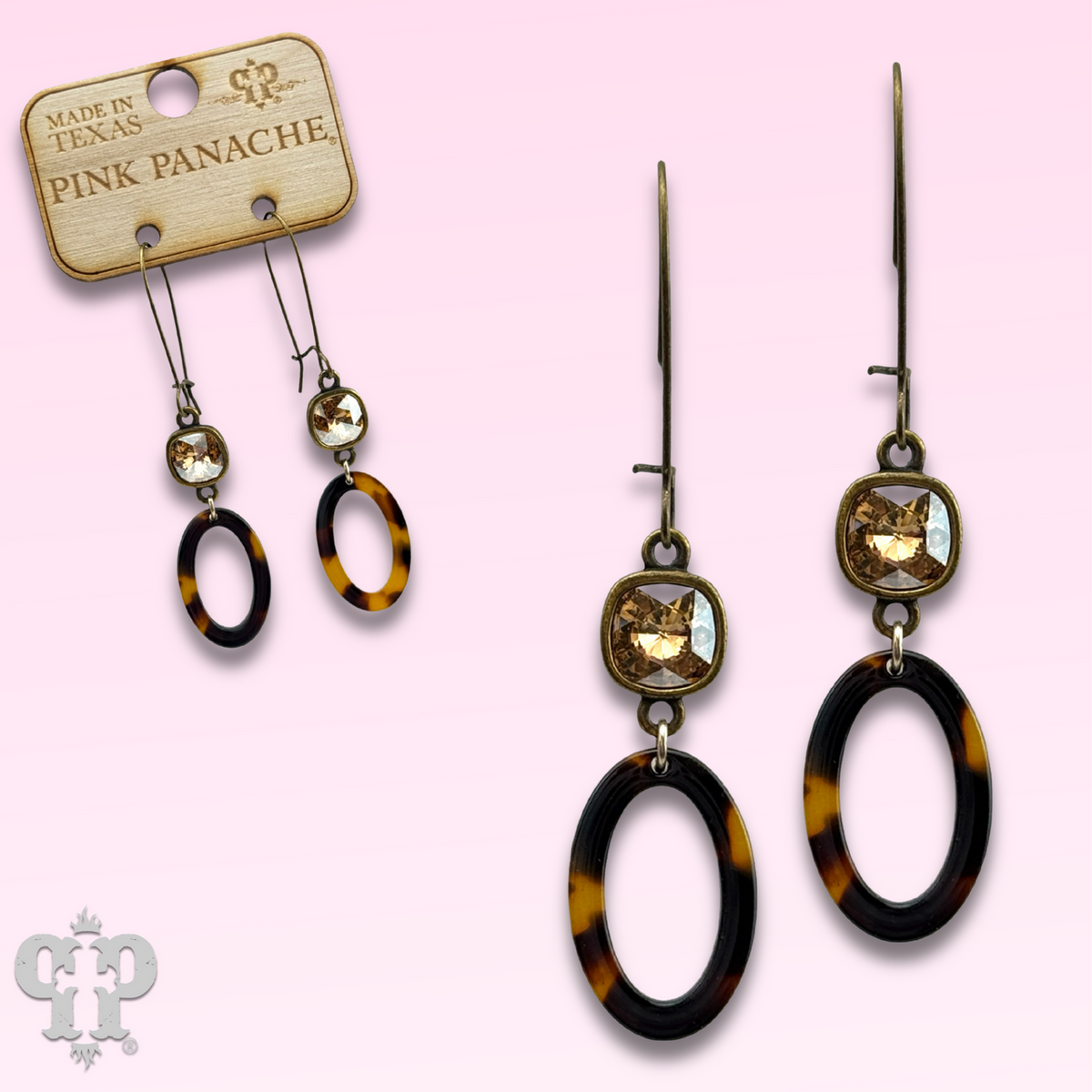 Tortoise oval earring with crystals from Swarovski®- LC