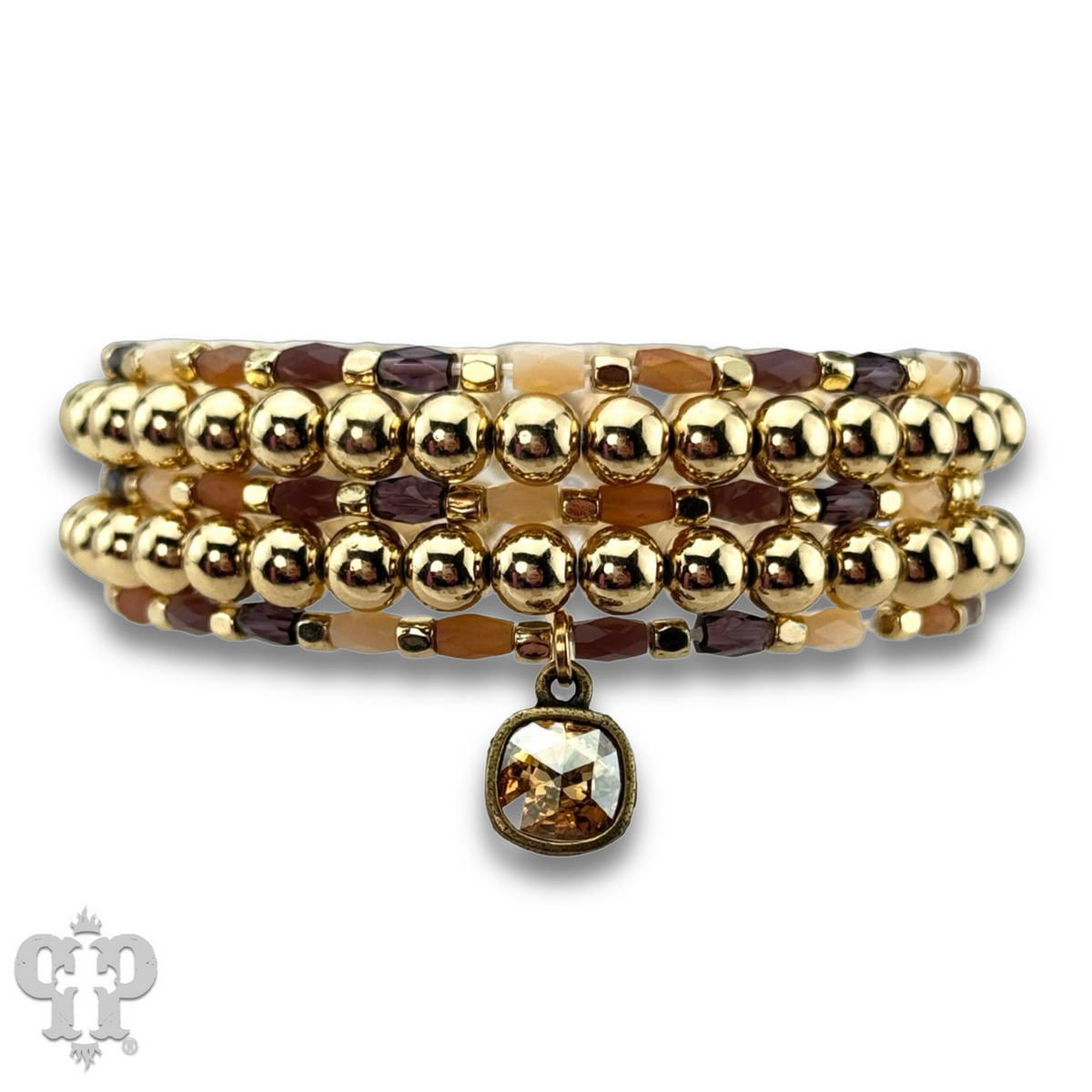 Gold bead bracelet set with crystals from Swarovski®- LC