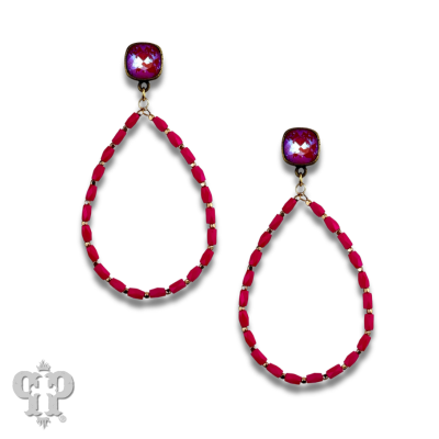 Rice bead teardrop earring with crystals from Swarovski®