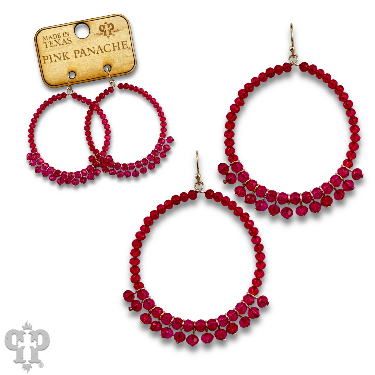 Faceted bead fringe circle shape earring, last call