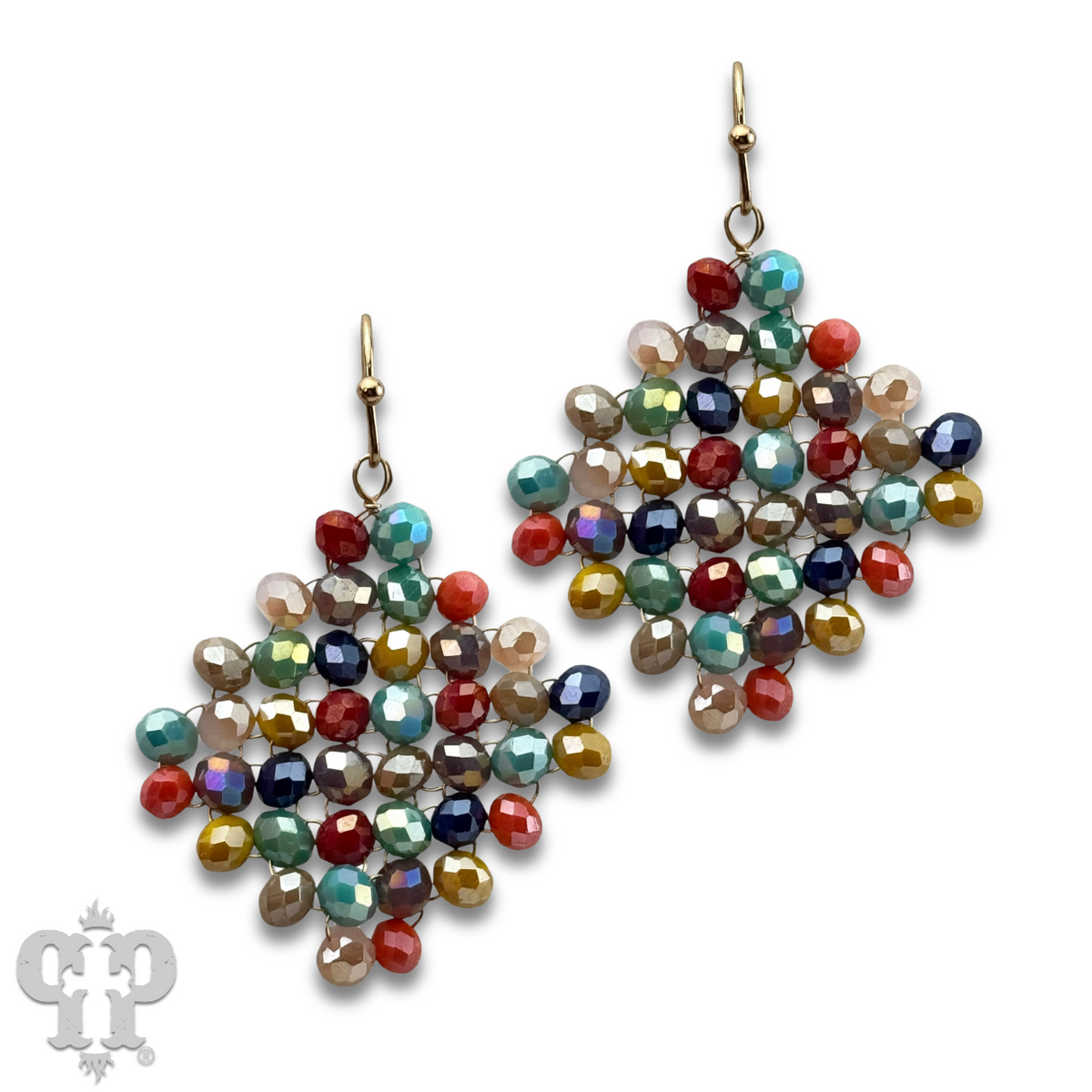 Faceted bead diamond shape earring - LC