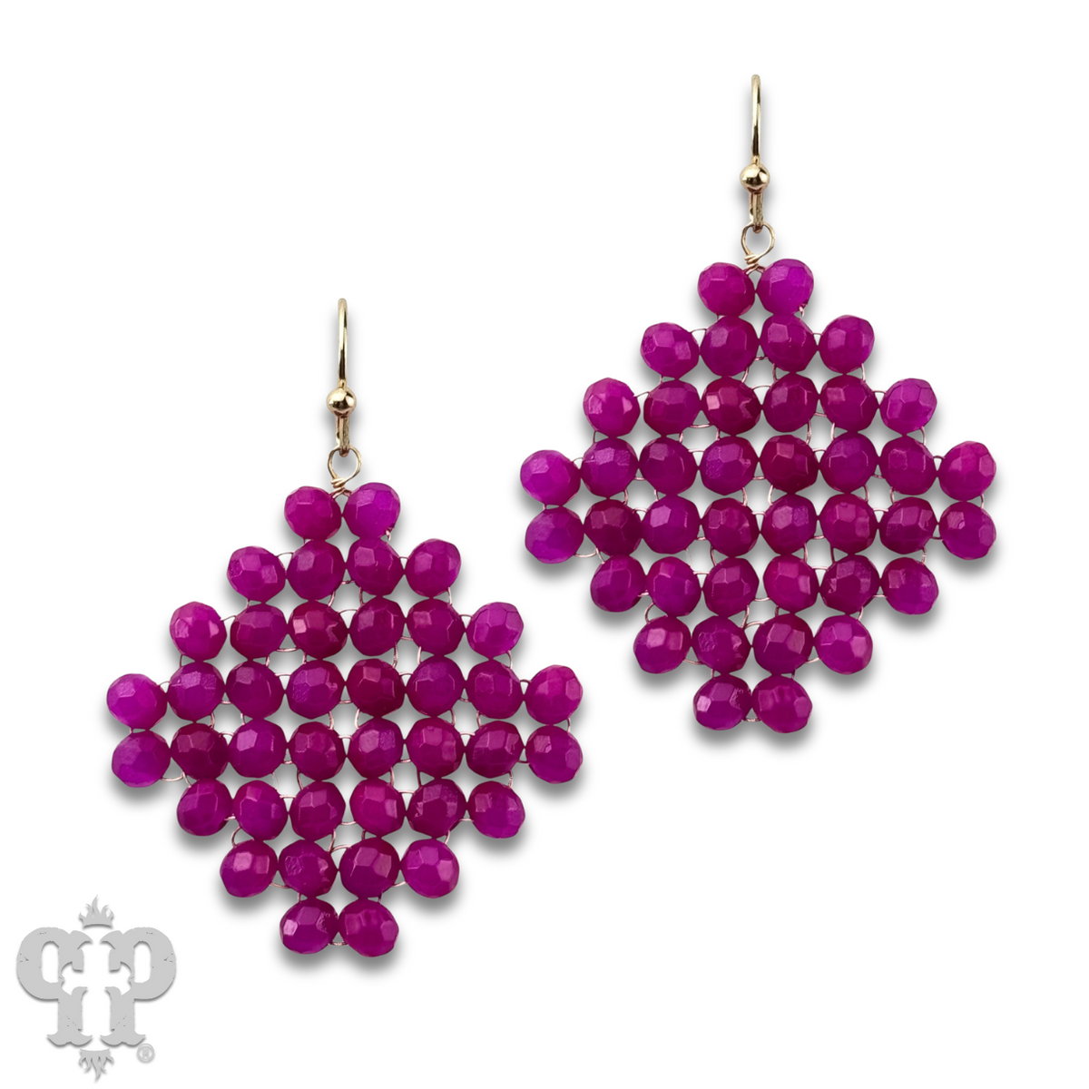 Faceted bead diamond shape earring - LC