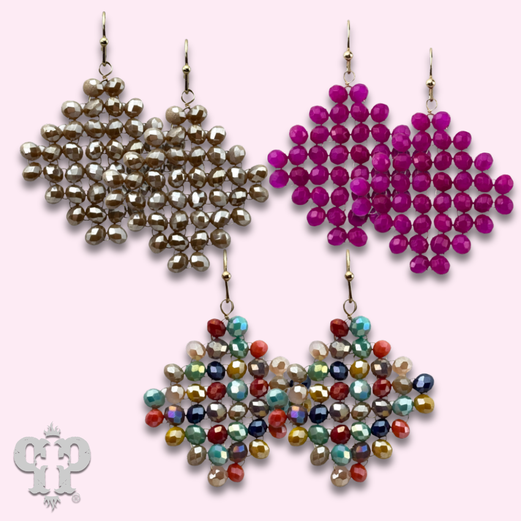 Faceted bead diamond shape earring - LC