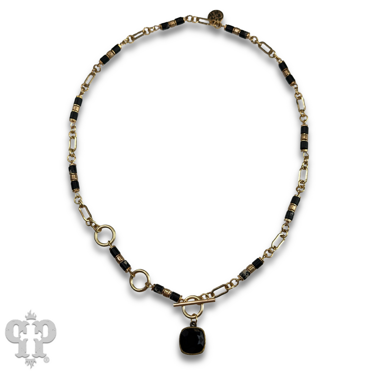Cylinder stone bead necklace with crystals from Swarovski® - LC