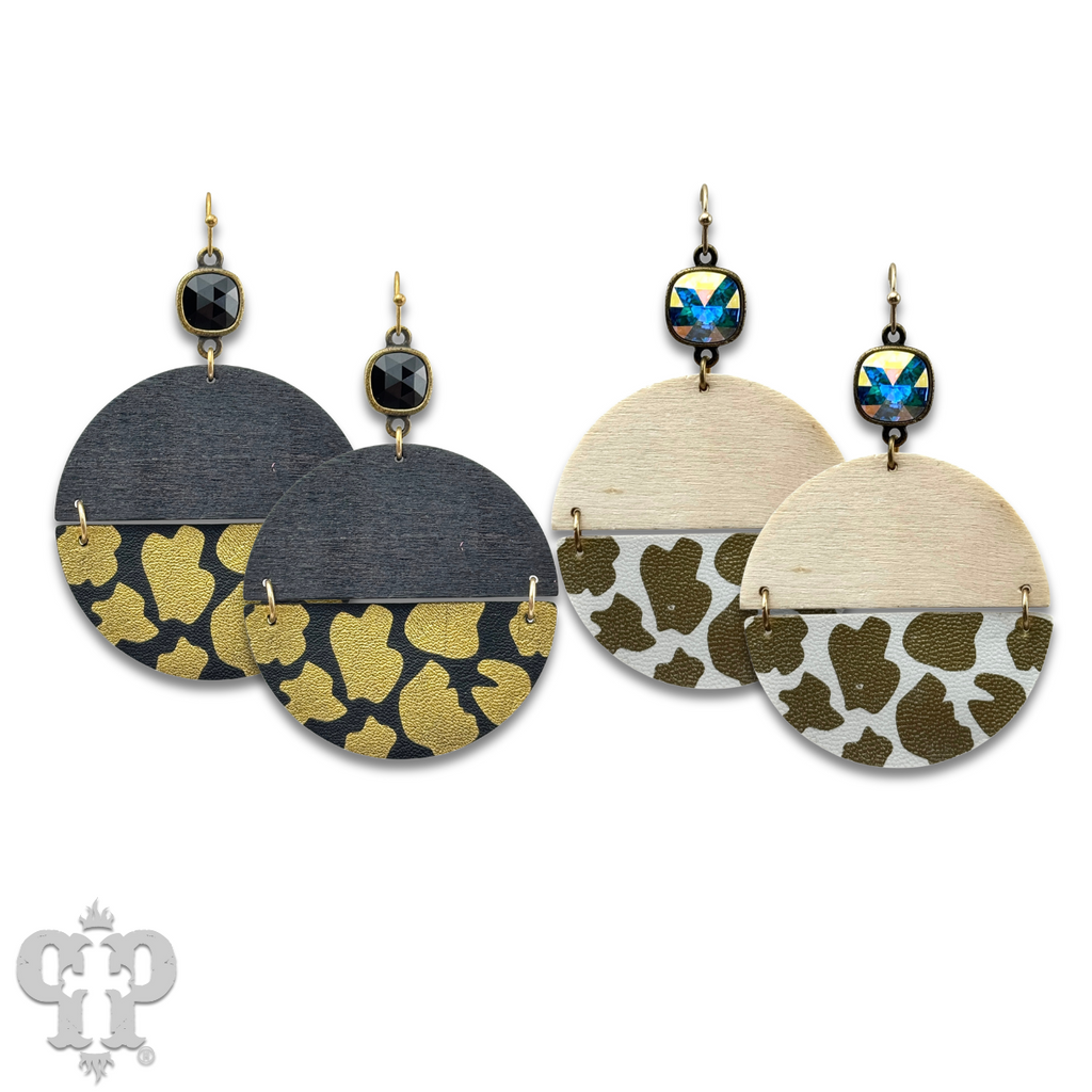 Linked animal print circle earring with crystals from Swarovski® - last call