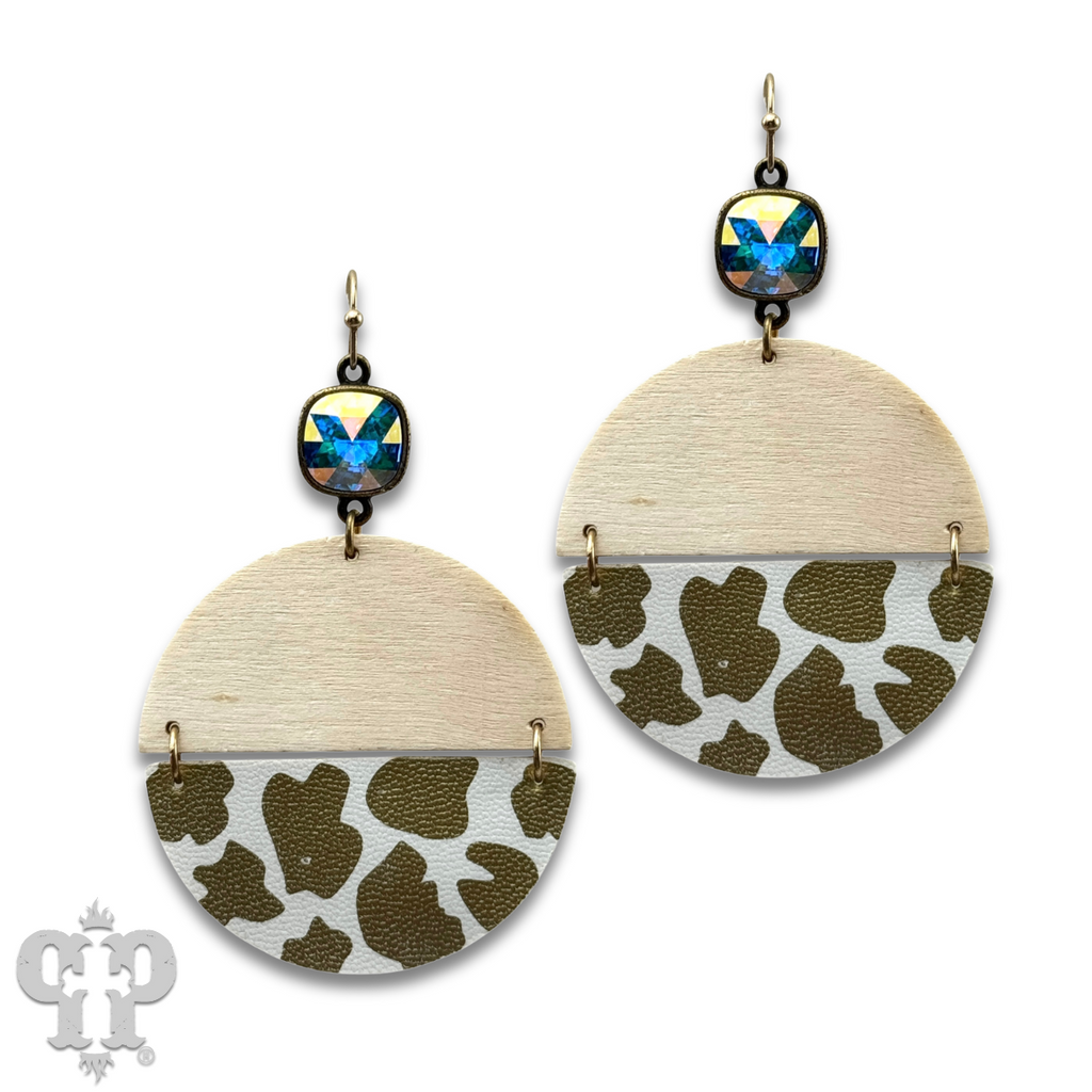 Linked animal print circle earring with crystals from Swarovski® - last call