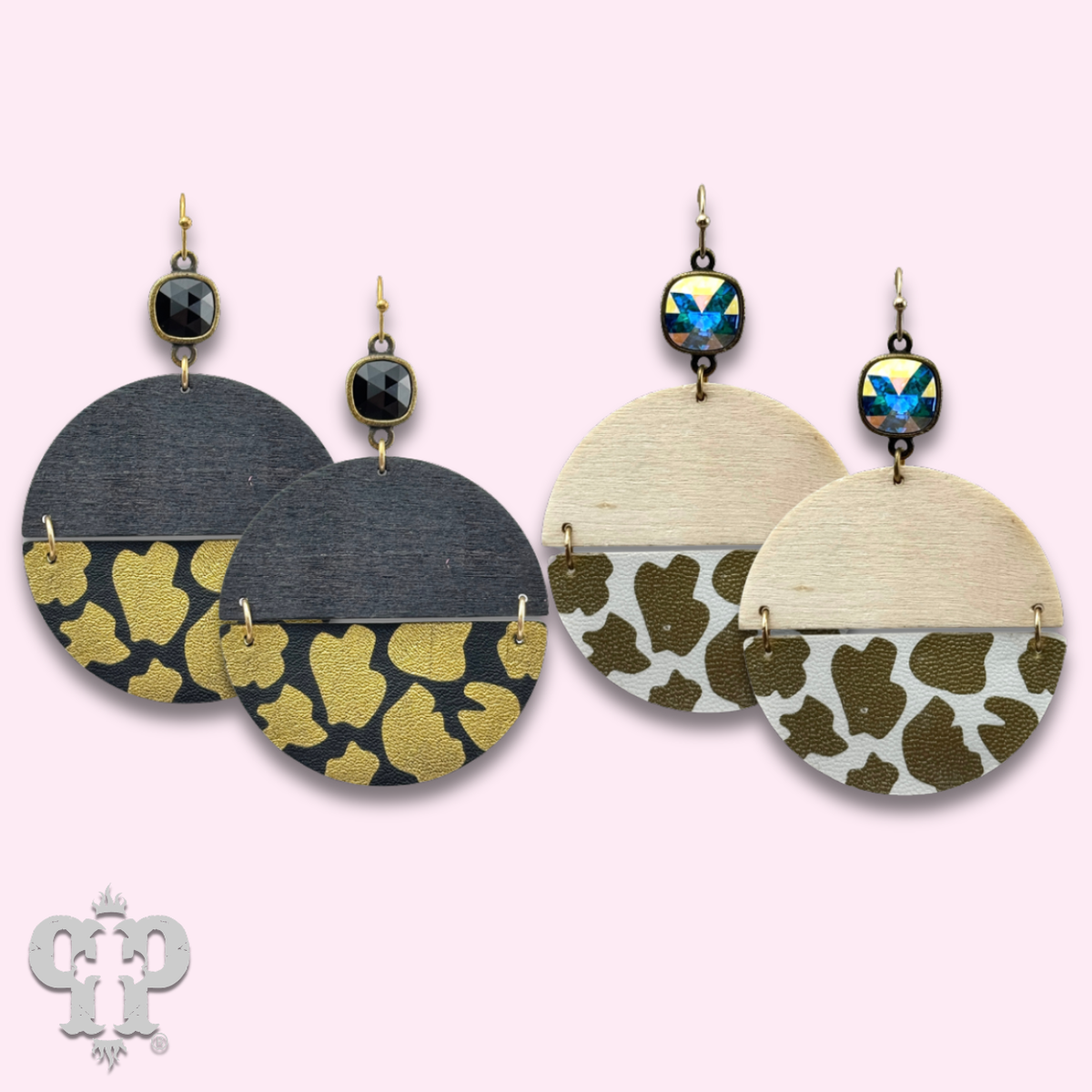Linked animal print circle earring with crystals from Swarovski® - last call