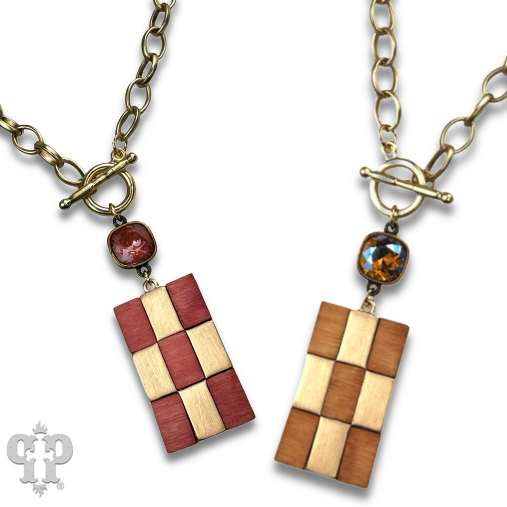 Checkerboard pendant necklace with crystals from Swarovski®- LC