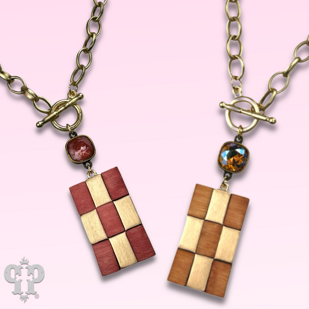 Checkerboard pendant necklace with crystals from Swarovski®- LC