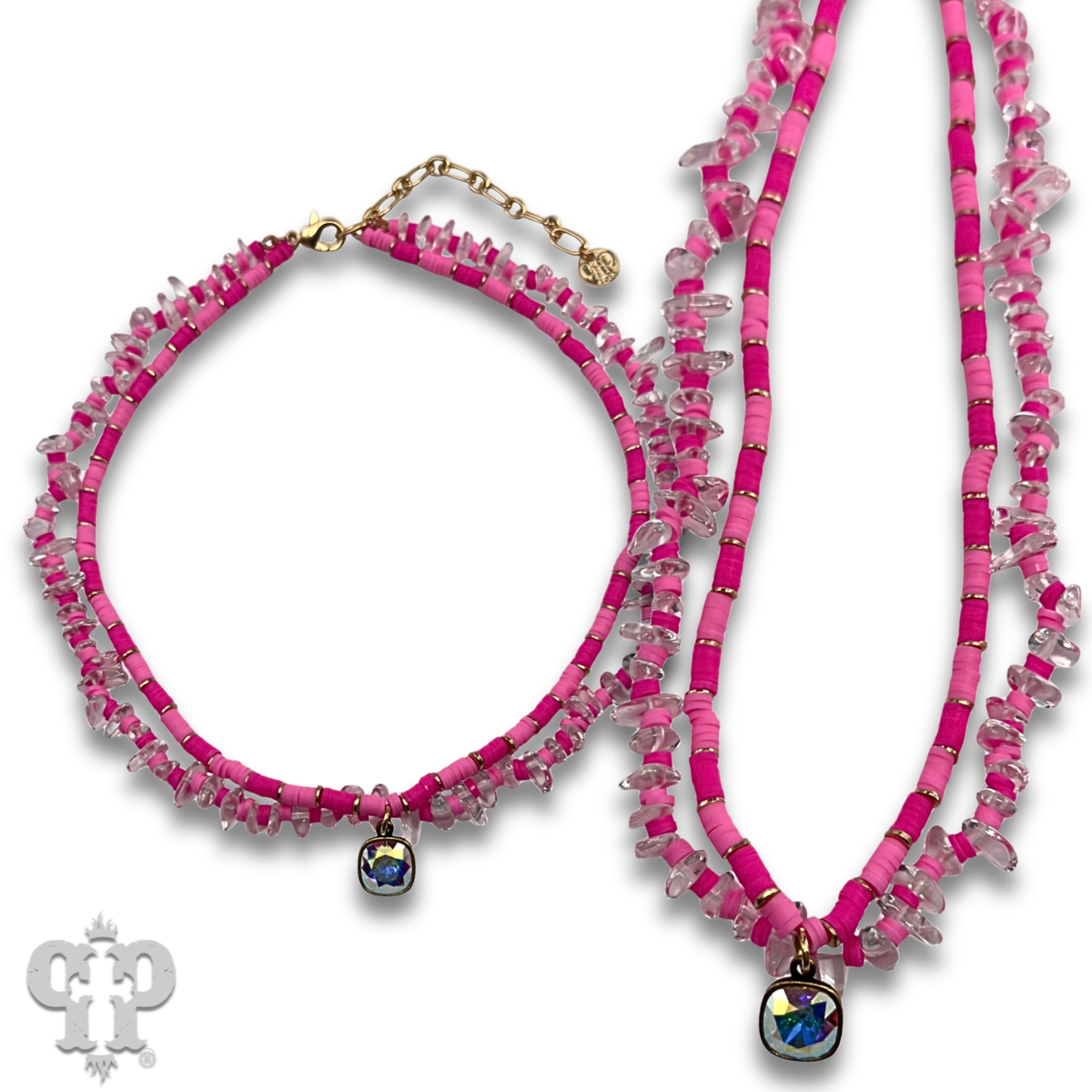 Bead chip necklace with a crystal from Swarovski® - LC