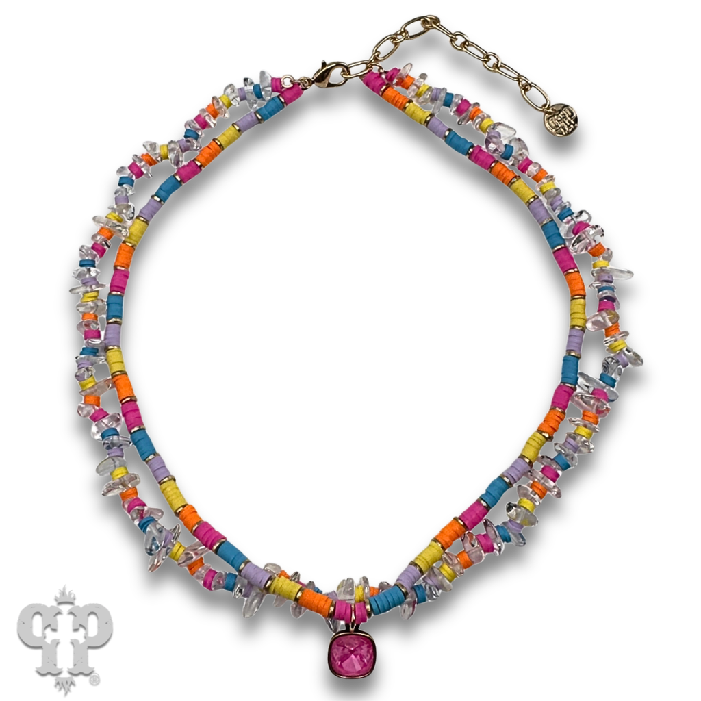 Bead chip necklace with a crystal from Swarovski® - LC