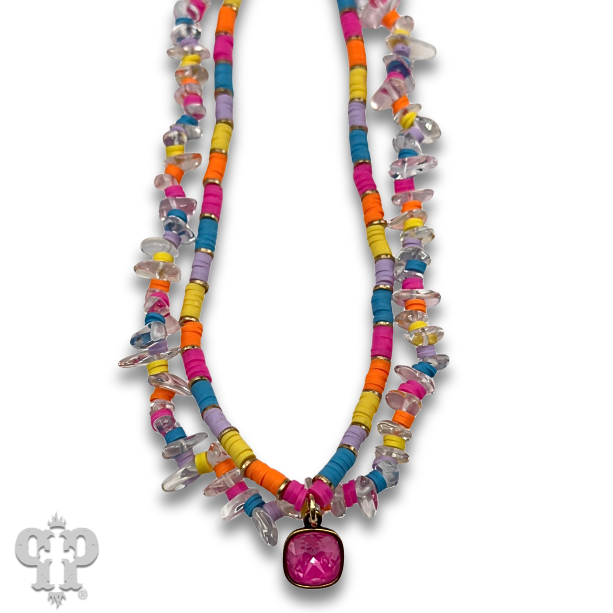 Bead chip necklace with a crystal from Swarovski® - LC