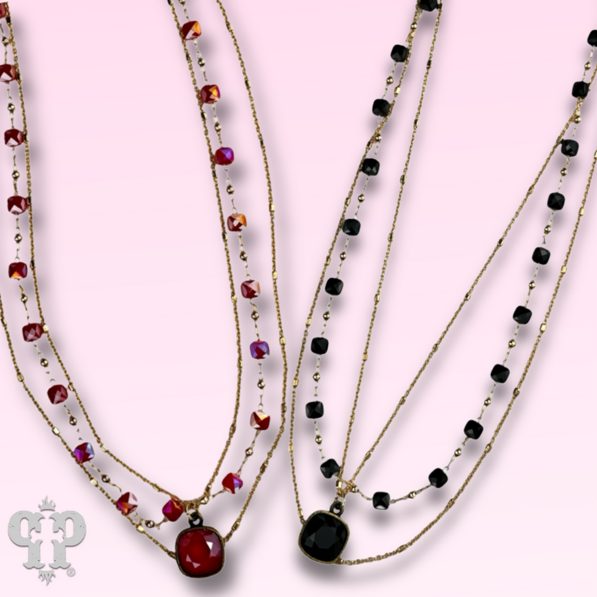 Delicate gold chain and faceted bead necklace with a crystal from Swarovski®- LC