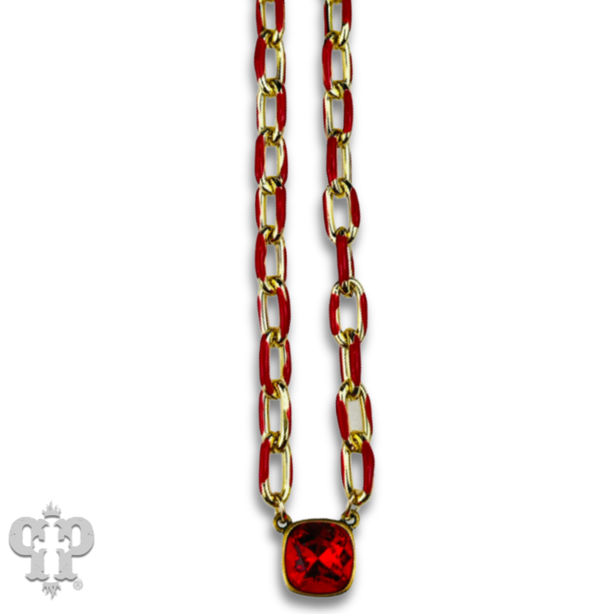 Enamel chain link pendant necklace with crystals from Swarovski®- LC