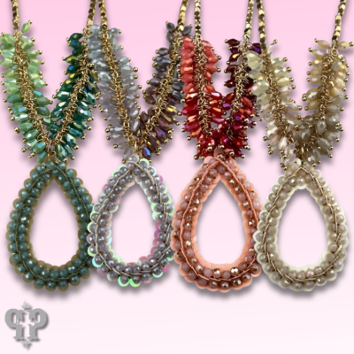 Ombre cluster bead necklace and teardrop pendant