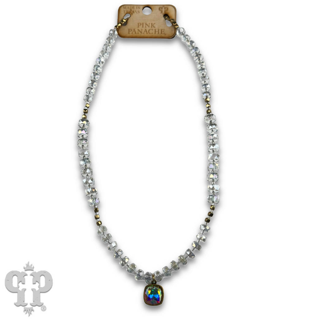 Faceted heishi bead necklace with a crystal from Swarovski® pendant