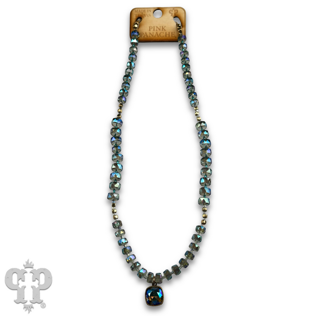 Faceted heishi bead necklace with a crystal from Swarovski® pendant