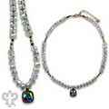 Faceted heishi bead necklace with a crystal from Swarovski® pendant