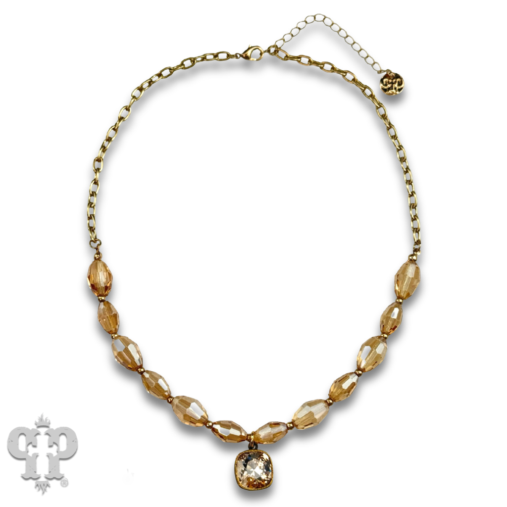 Faceted oval bead necklace with a crystal from Swarovski®- LC