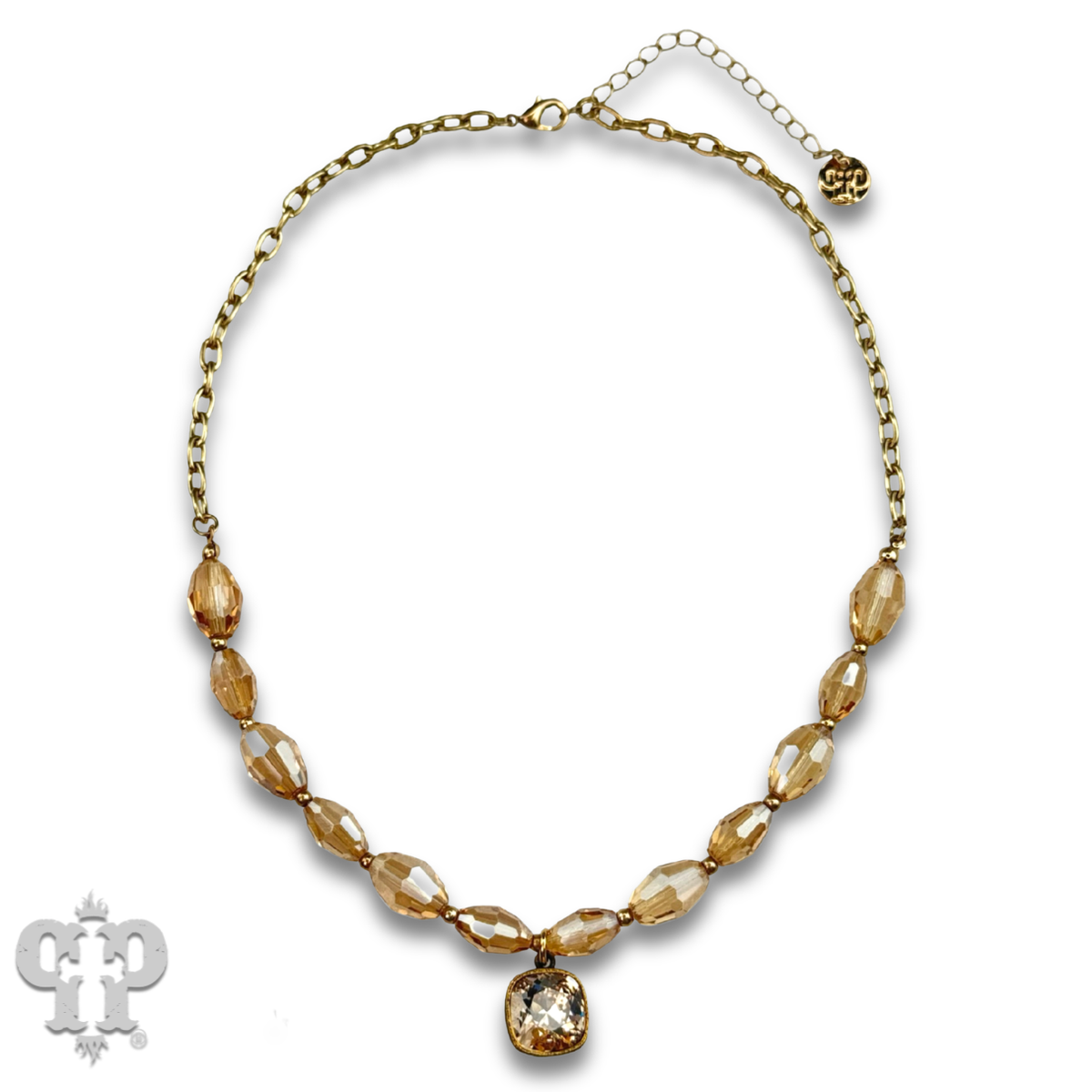 Faceted oval bead necklace with a crystal from Swarovski®- LC