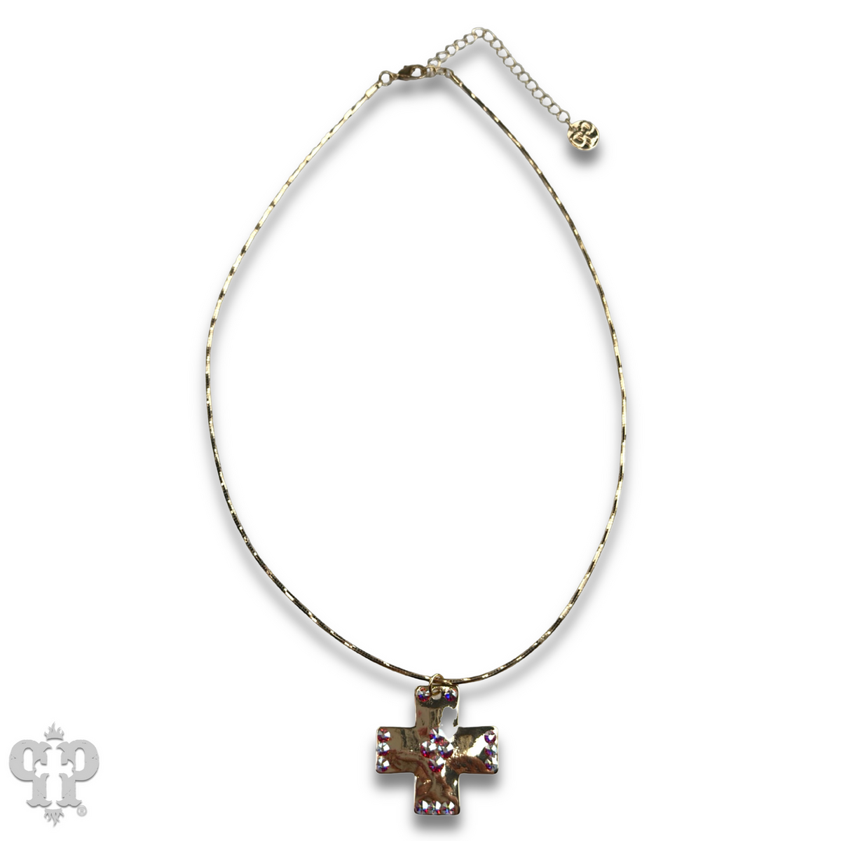 Shiny square cross necklace with crystals from Swarovski®