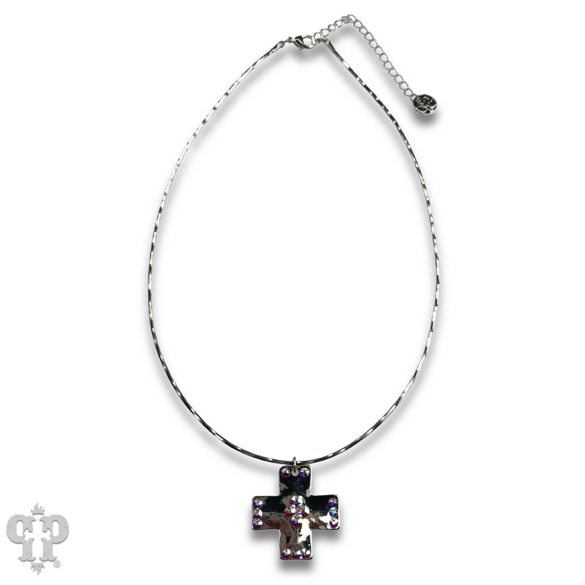 Shiny square cross necklace with crystals from Swarovski®
