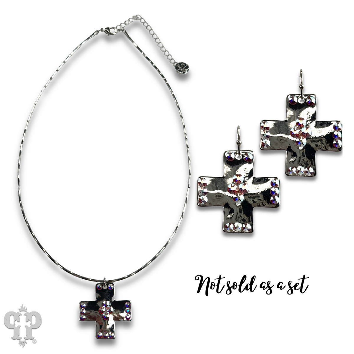Shiny square cross necklace with crystals from Swarovski®