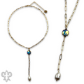 Pearl drop chain necklace with crystal from Swarovski®