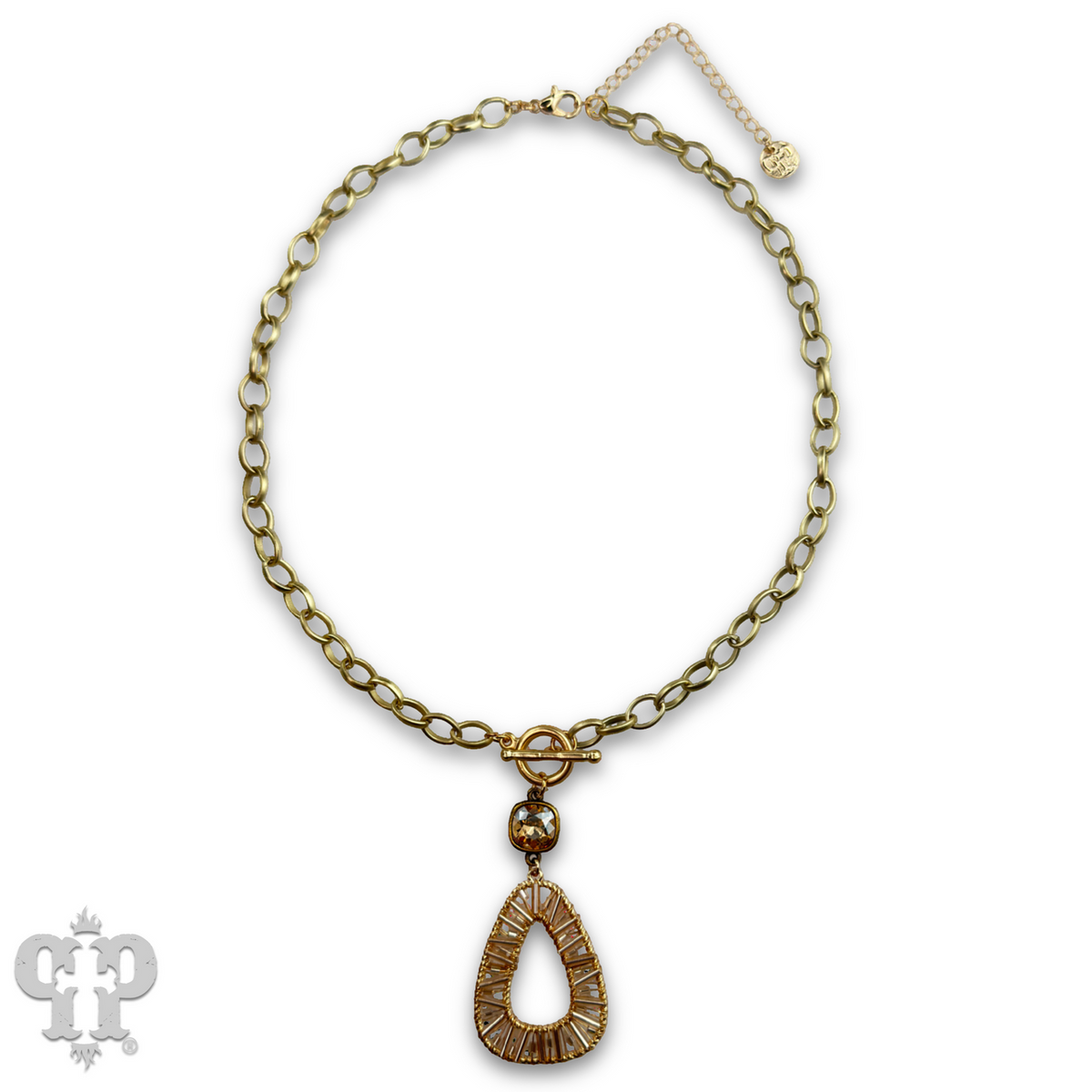 Tube bead wrapped pendant necklace with crystal from Swarovski®