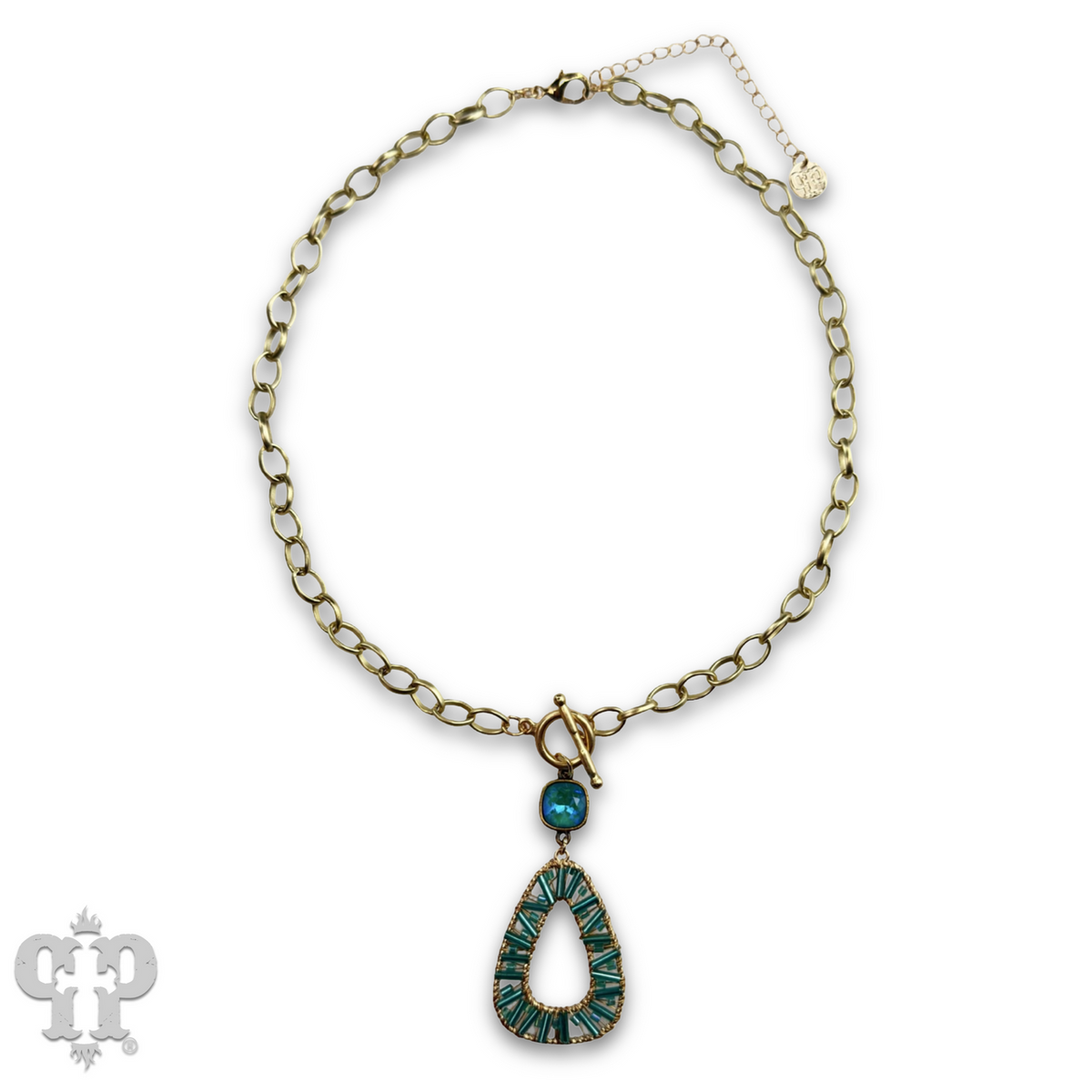 Tube bead wrapped pendant necklace with crystal from Swarovski®