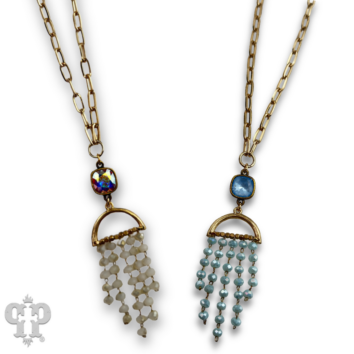 Waterfall beaded pendant necklace with crystal from Swarovski®