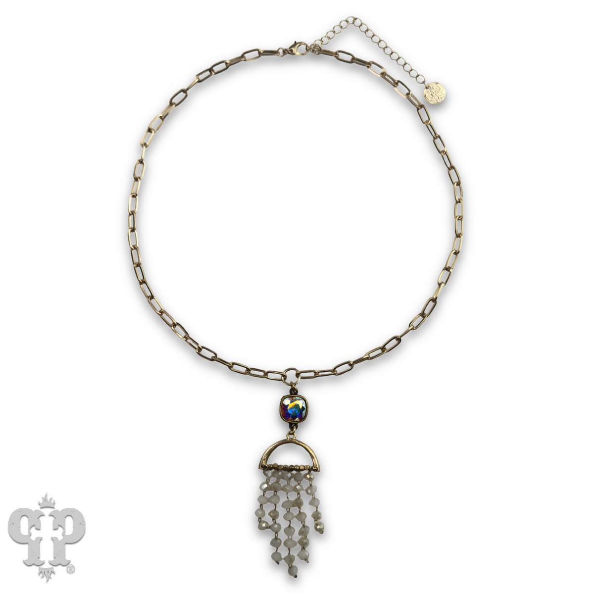 Waterfall beaded pendant necklace with crystal from Swarovski®