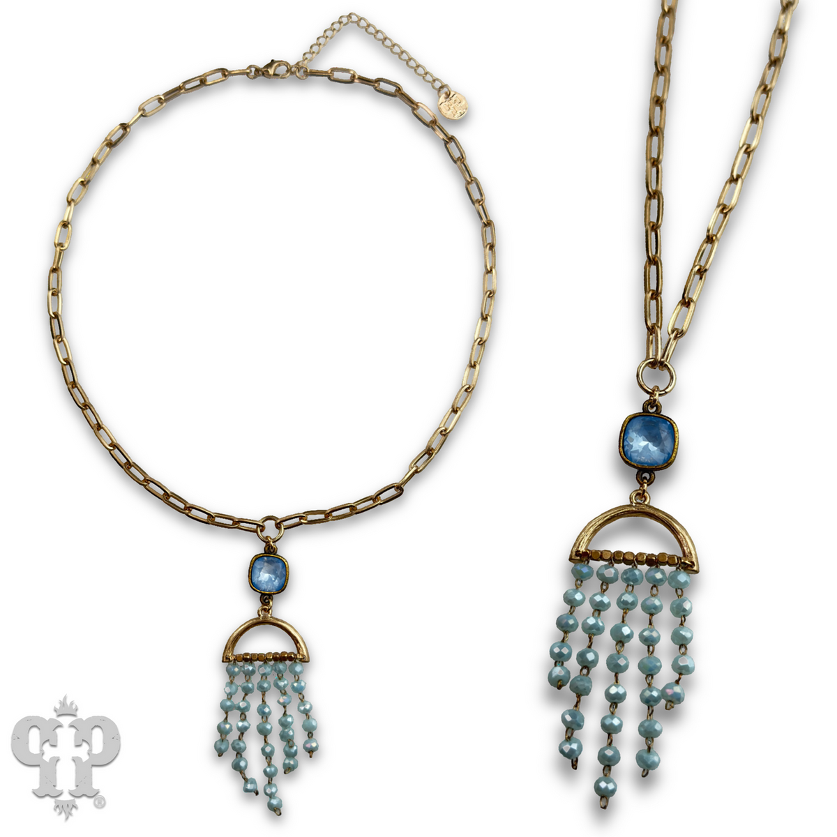 Waterfall beaded pendant necklace with crystal from Swarovski®
